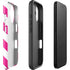 Pink and White Geometric Stripes iPhone 16 Plus Impact Case